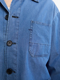 Meta Campania Collective - Bill Unlined Chambrey Cotton Workwear Jacket in Chambray Blue