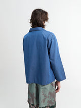 Meta Campania Collective - Bill Cropped Teawash Denim Workwear Jacket in Blue Teawash