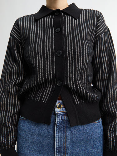 mfpen - Form Cardigan in Black Stripe