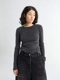 mfpen - Longsleeved Rib Tee in Washed Graphite