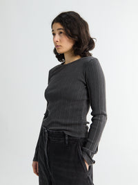 mfpen - Longsleeved Rib Tee in Washed Graphite