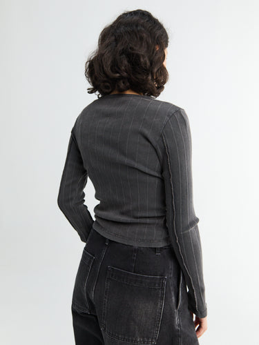 mfpen - Longsleeved Rib Tee in Washed Graphite