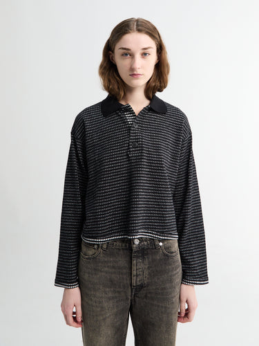 mfpen - Cropped Polo in Black Check