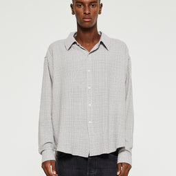 mfpen - Vacation Shirt in Grey Check Seersucker