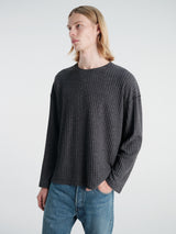 mfpen - Round Neck Sweater in Grey Bouclé Rib