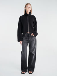 mfpen - Cropped Leisure Zip Up in Black