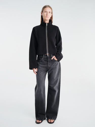 mfpen - Cropped Leisure Zip Up in Black