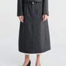 mfpen - Rivet Vent Skirt in Dark Grey Dry Wool