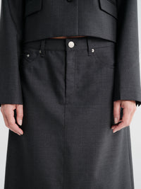 mfpen - Rivet Vent Skirt in Dark Grey Dry Wool