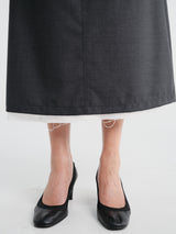 mfpen - Rivet Vent Skirt in Dark Grey Dry Wool