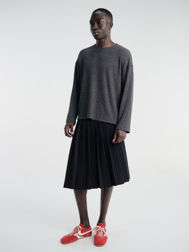 mfpen - Round Neck Sweater in Grey Bouclé Rib