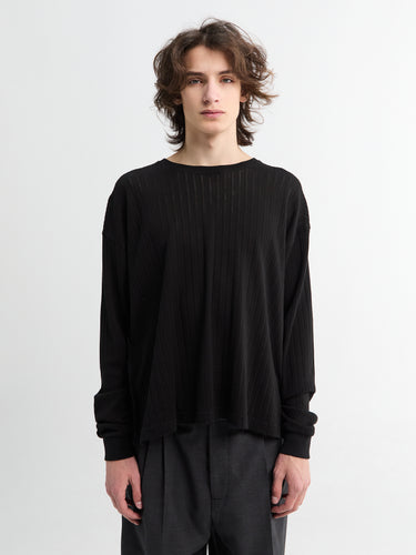 Mfpen - Relaxed LS Tee in Black Lace Stripe