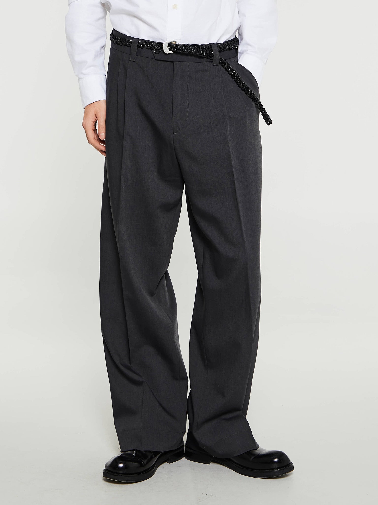 mfpen - Classic Trousers in Dark Grey Wool