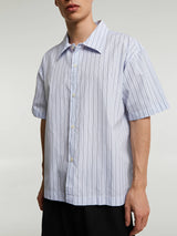 mfpen - Holiday Shirt in Light Blue Banker Stripe