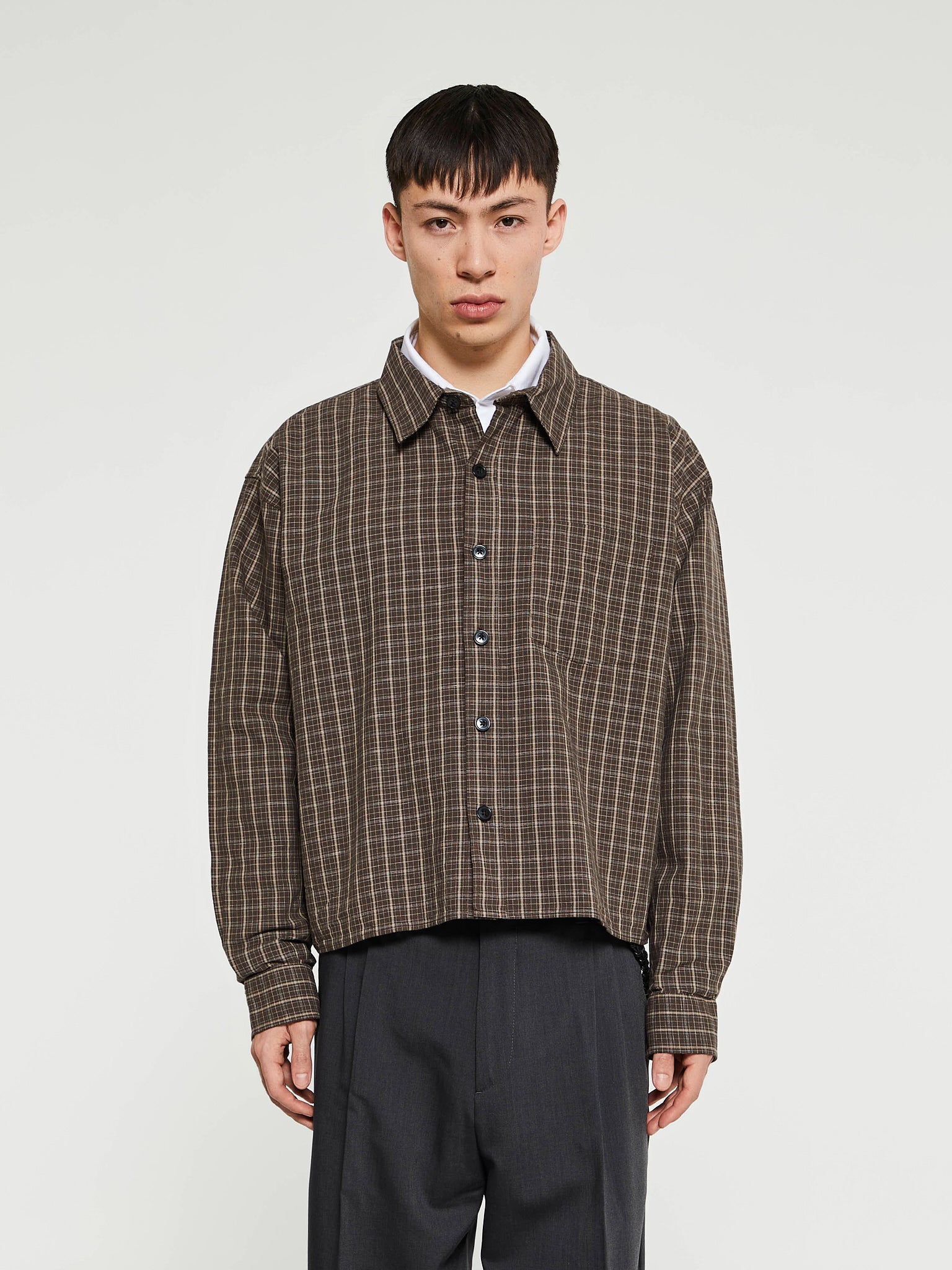 mfpen - Priority Shirt in Brown Linen Check