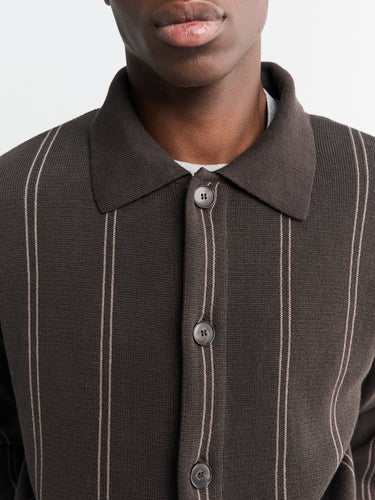 mfpen - Formal Cardigan in Biscuit Stripe