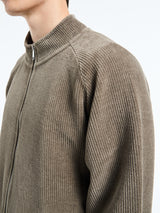 mfpen - Leisure Zip Up in Faded Taupe Jersey Cord