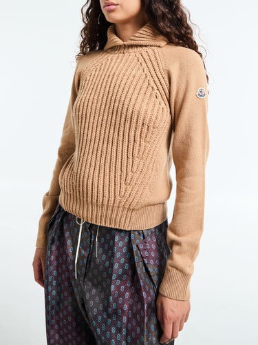 Moncler - Wool & Cashmere High Collar Jumper in Beige