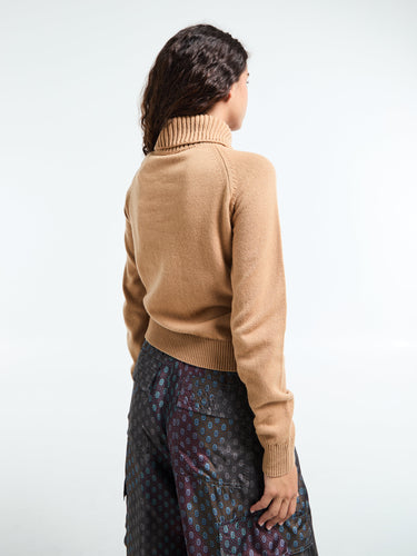 Moncler - Wool & Cashmere High Collar Jumper in Beige
