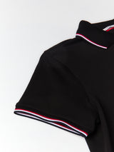 Moncler - Tricolour-Trimmed Cotton Piquet Polo Shirt in Black