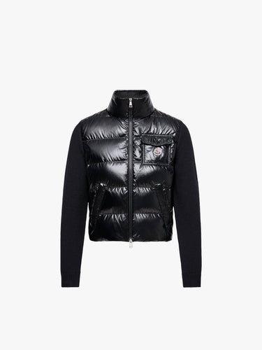 Moncler - Padded Zip-Up Wool Cardigan in Black