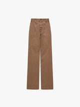 Moncler - Leather Logo Cotton Trousers in Brown