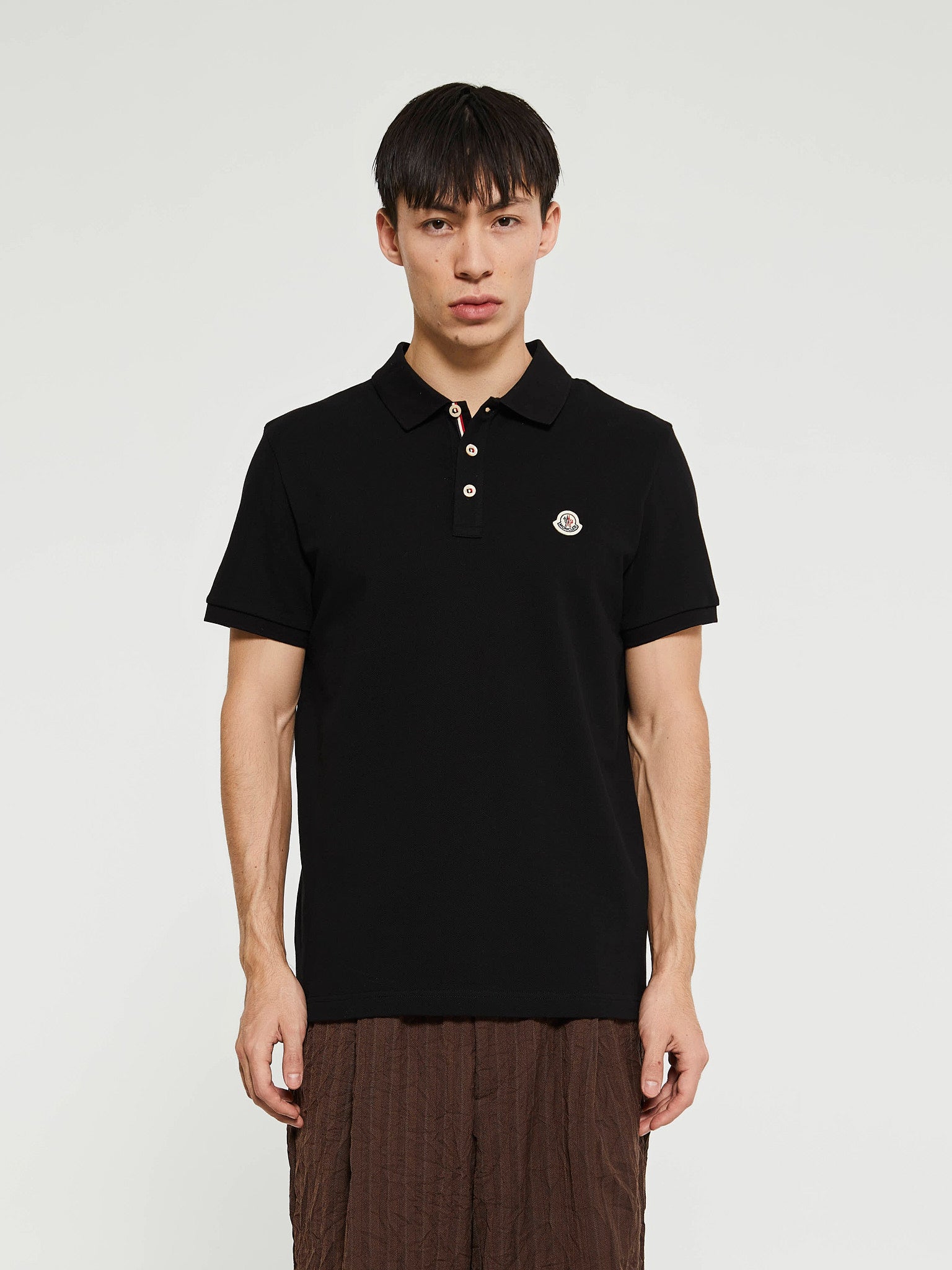 Moncler - Logo Patch Cotton Polo Shirt in Black