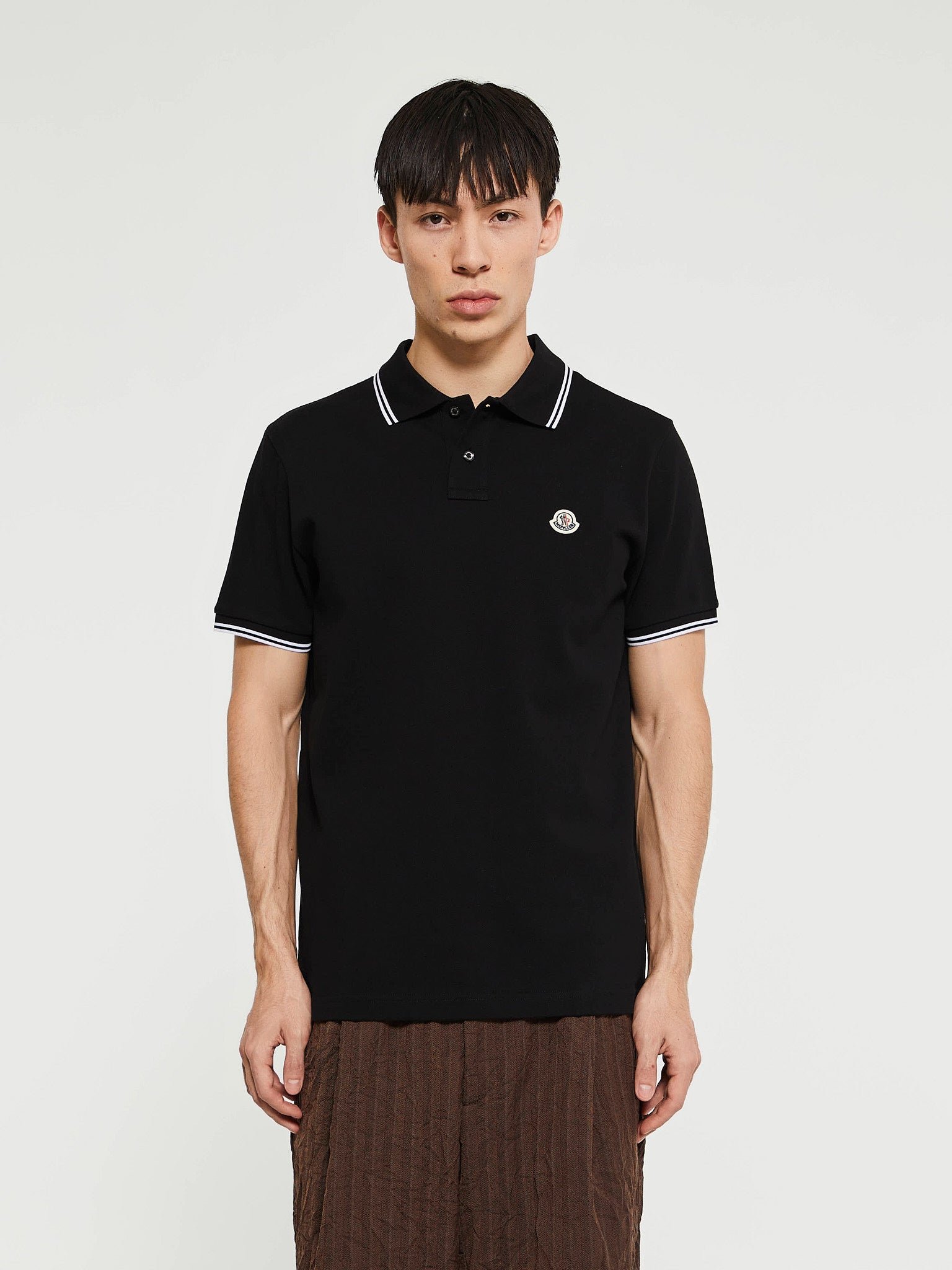 Moncler - Logo Patch Cotton Polo Shirt in Black