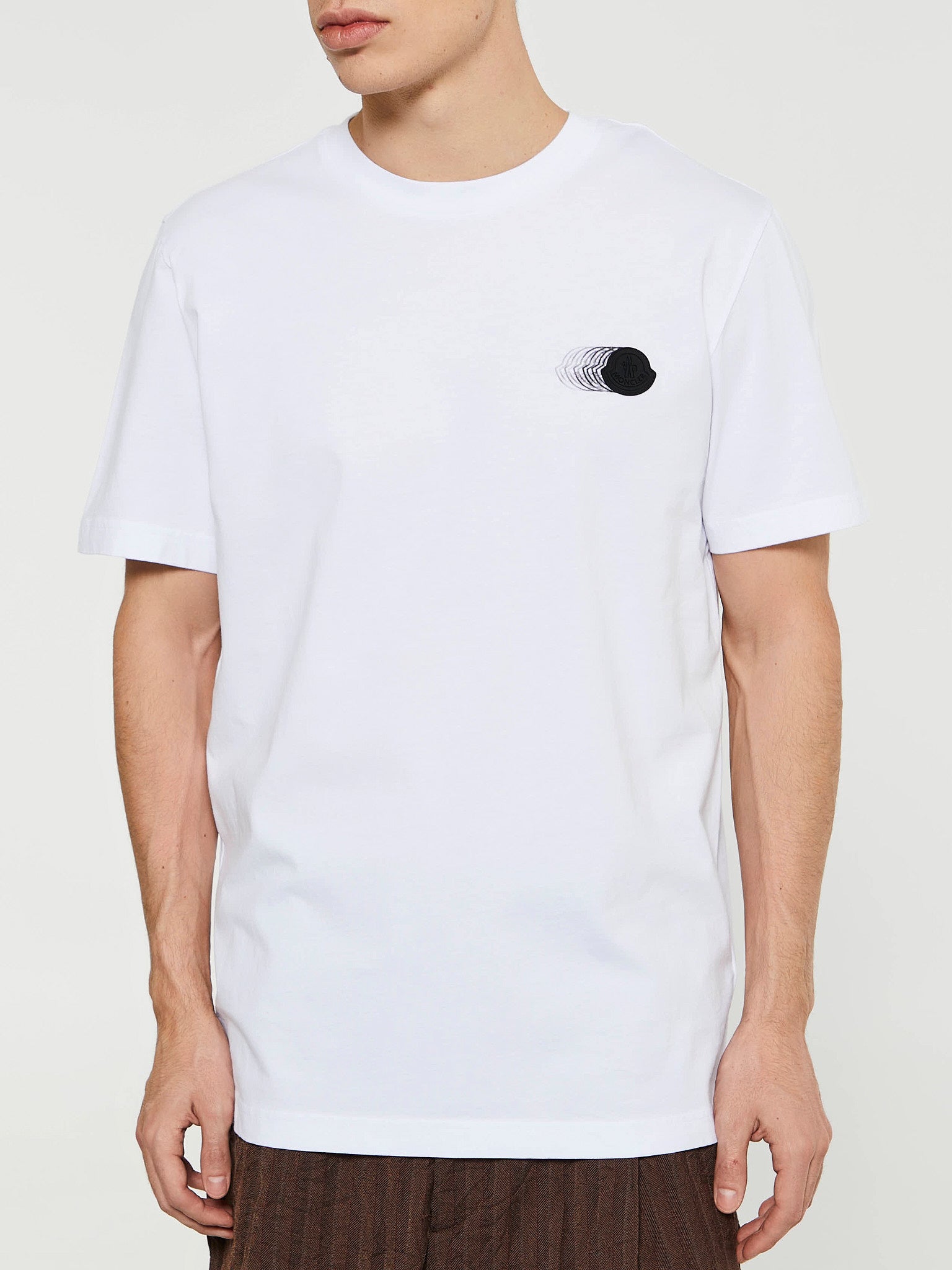 Moncler - Faded Logo Motif Cotton T-Shirt in White