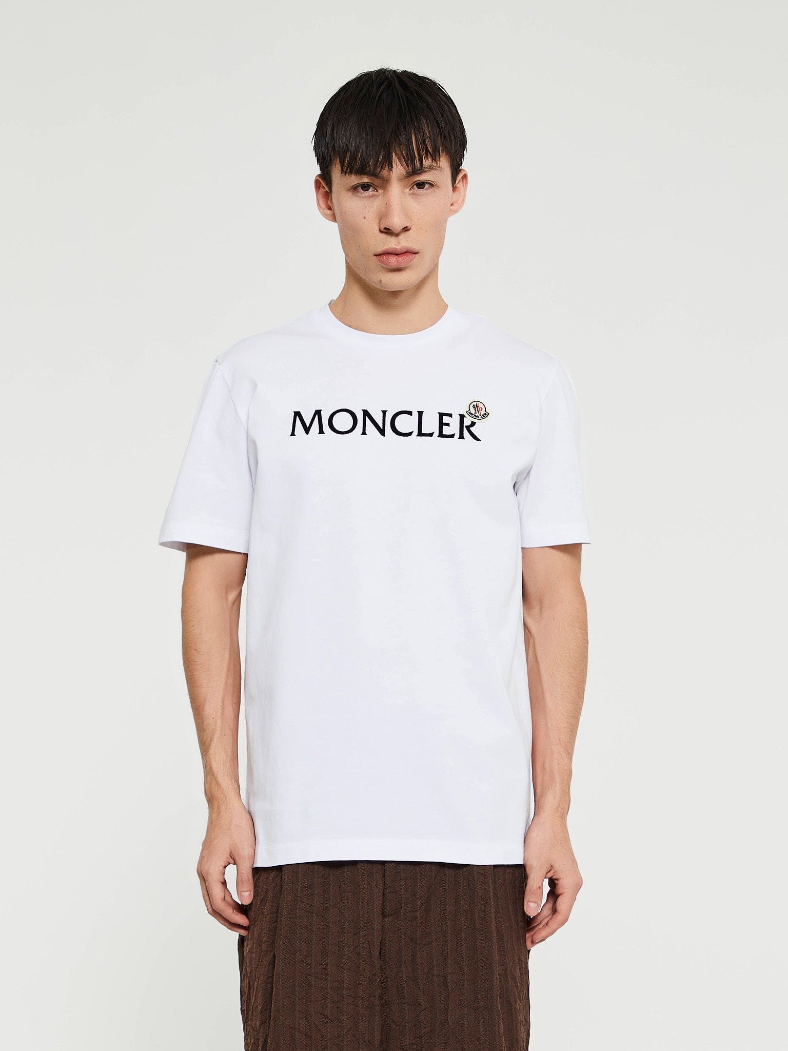 Moncler - Flocked Logo Cotton T-Shirt in White