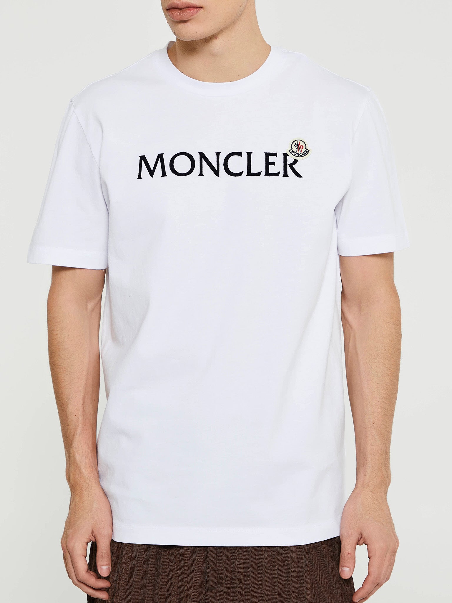 Moncler - Flocked Logo Cotton T-Shirt in White