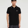 Moncler - Tricolour-Trimmed Cotton Piquet Polo Shirt in Black