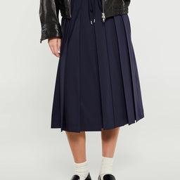 Moncler - Wool Blend Pleated Midi Skirt in Navy