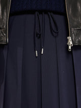 Moncler - Wool Blend Pleated Midi Skirt in Navy