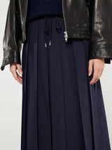 Moncler - Wool Blend Pleated Midi Skirt in Navy