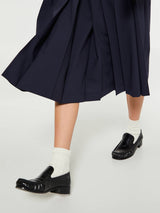 Moncler - Wool Blend Pleated Midi Skirt in Navy