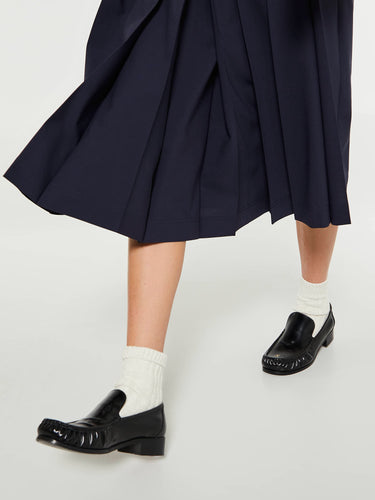 Moncler - Wool Blend Pleated Midi Skirt in Navy