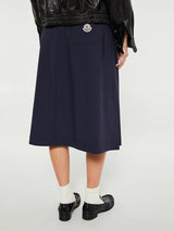 Moncler - Wool Blend Pleated Midi Skirt in Navy