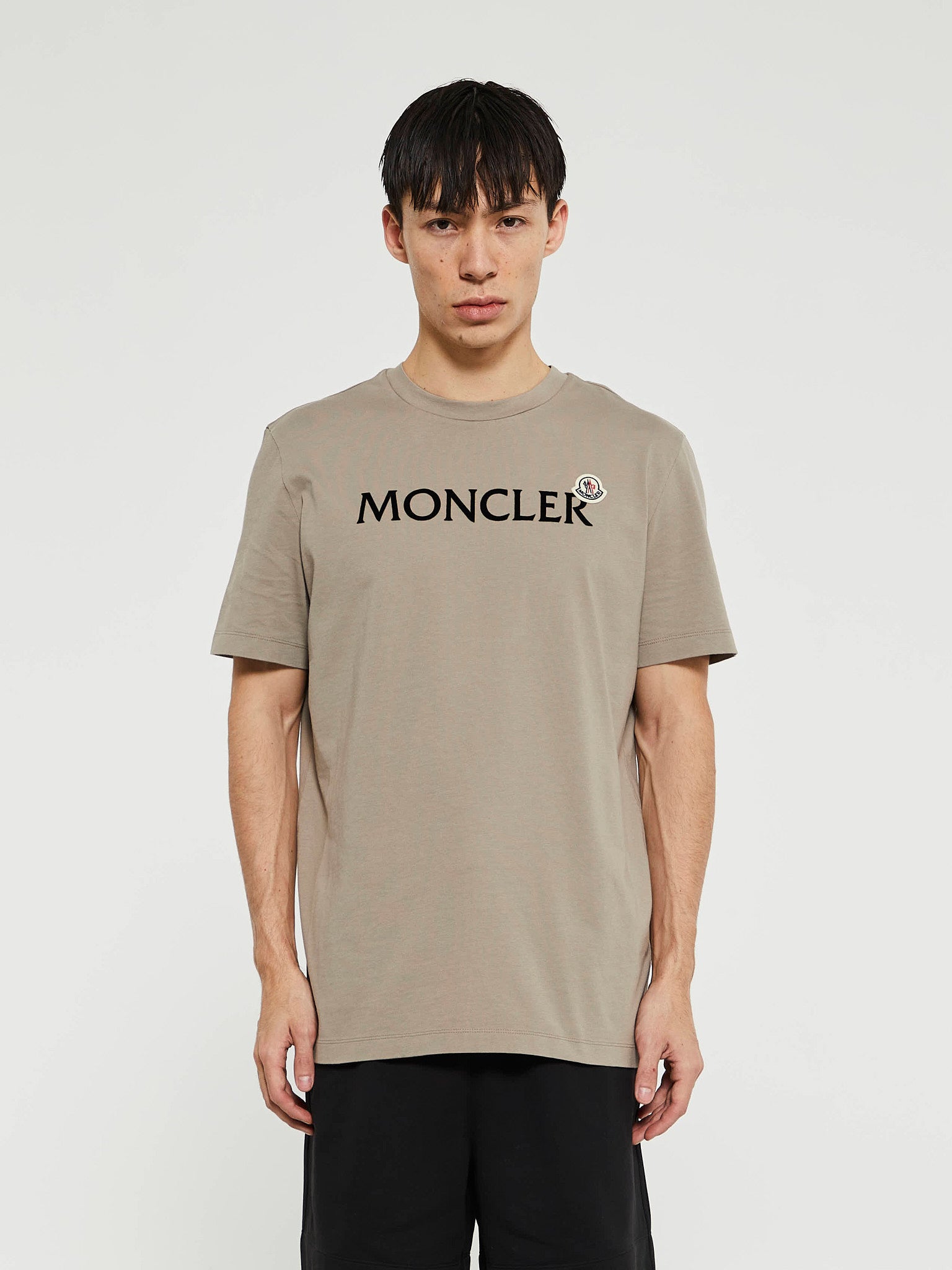 Moncler - Flocked Logo Cotton T-Shirt in Beige