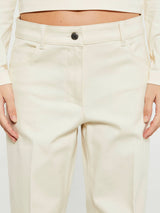 Moncler - Cotton Gabardine Straight Leg Trousers in White
