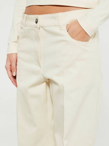 Moncler - Cotton Gabardine Straight Leg Trousers in White