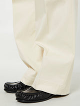Moncler - Cotton Gabardine Straight Leg Trousers in White