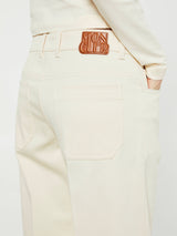 Moncler - Cotton Gabardine Straight Leg Trousers in White