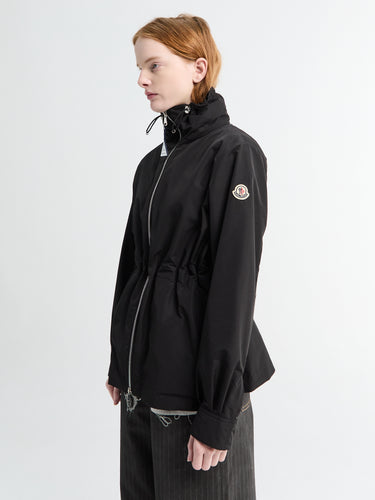 Enette Hooded Short Parka Jacket in Black