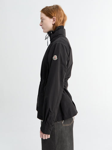 Enette Hooded Short Parka Jacket in Black