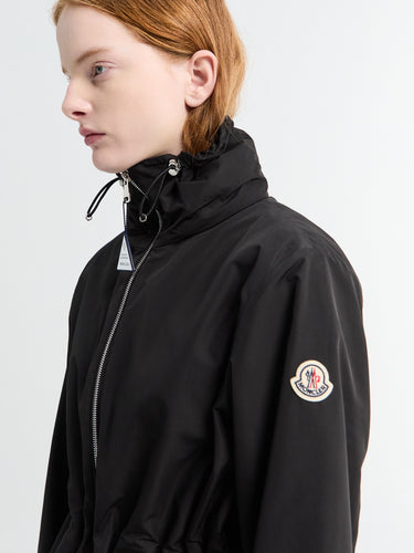 Enette Hooded Short Parka Jacket in Black