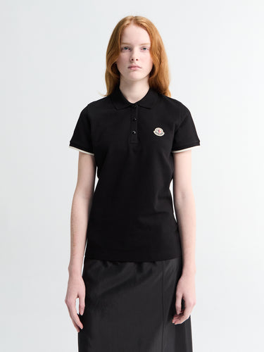 Moncler - Logo Cotton Piquet Polo Shirt in Black