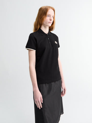 Moncler - Logo Cotton Piquet Polo Shirt in Black