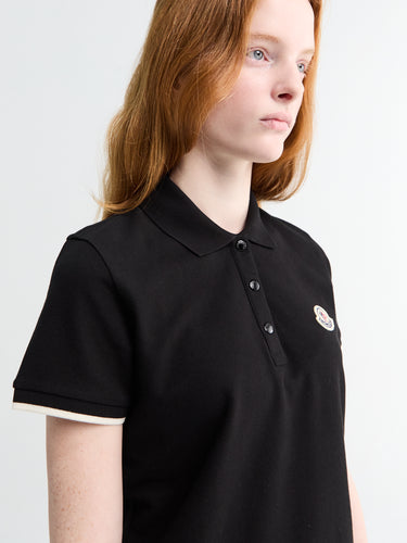 Moncler - Logo Cotton Piquet Polo Shirt in Black
