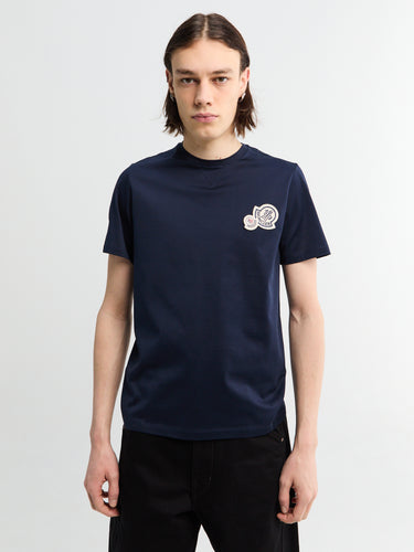 Moncler - Double Logo Patch Cotton T-Shirt in Navy